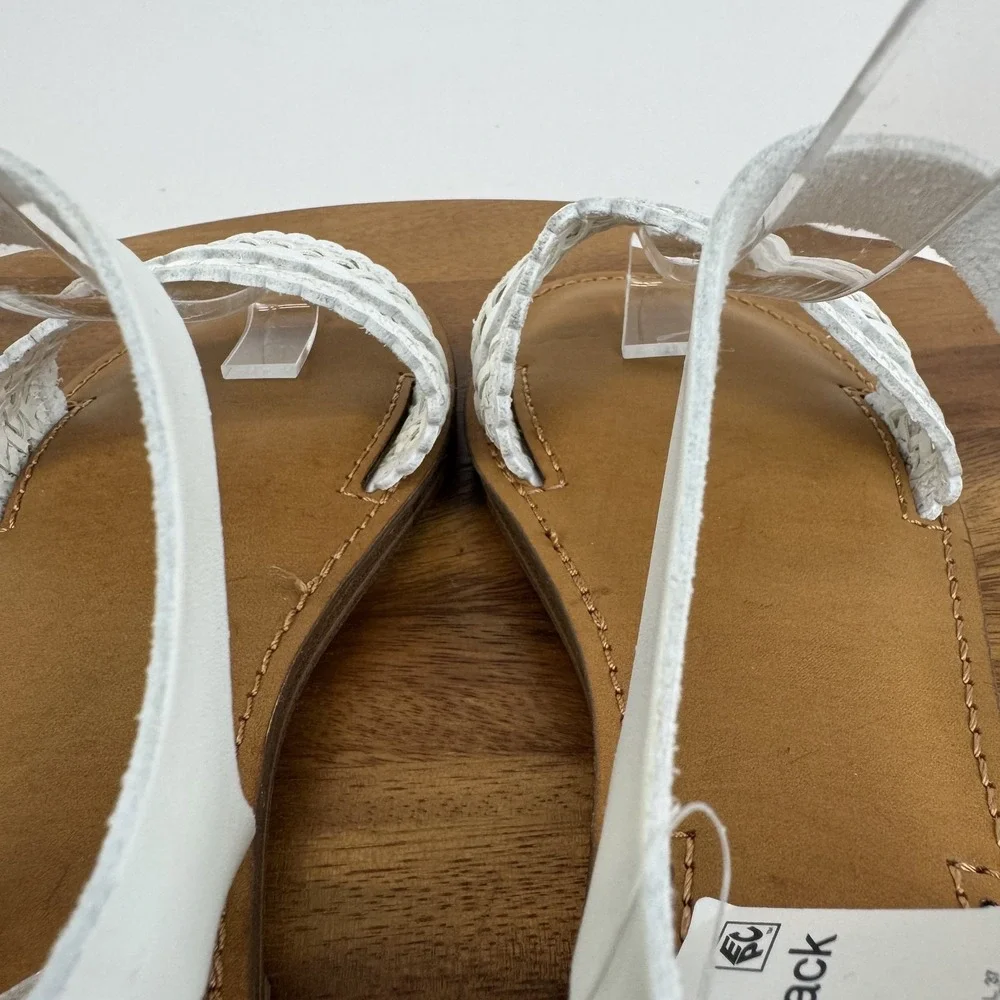 New NWOB Big Kids Mia Auri White Braided Leather Ankle Strap Sandals Size 3 Y‎